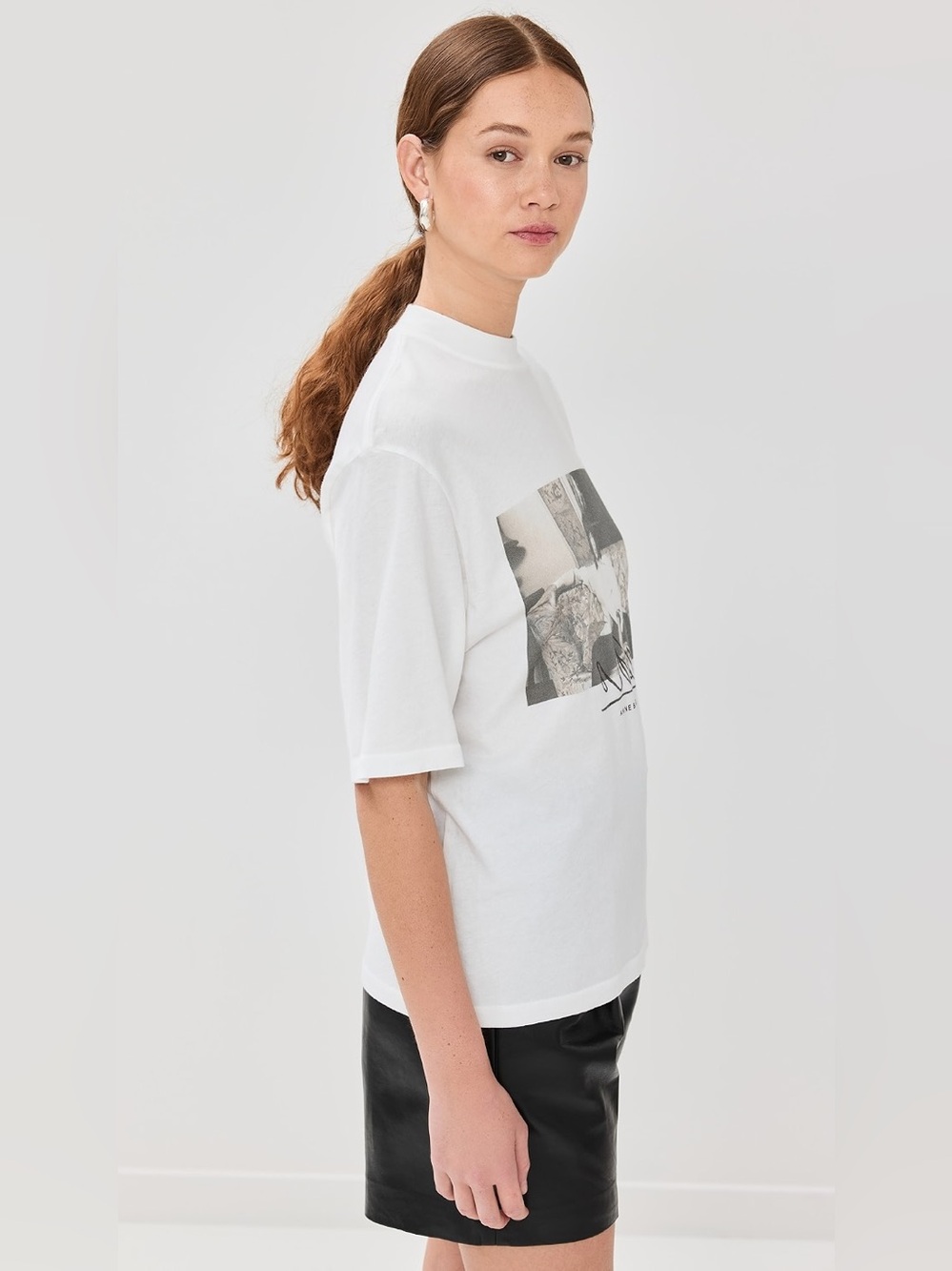 Anine Bing Mick Jagger Photo-Print Graphic White Oversized Tee Medium - Picture 3 of 12